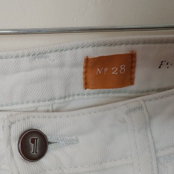 Pilcro & the Letterpress Anthropologie Crop White Denim Jeans Ankle Zipper Boho - Picture 7 of 8